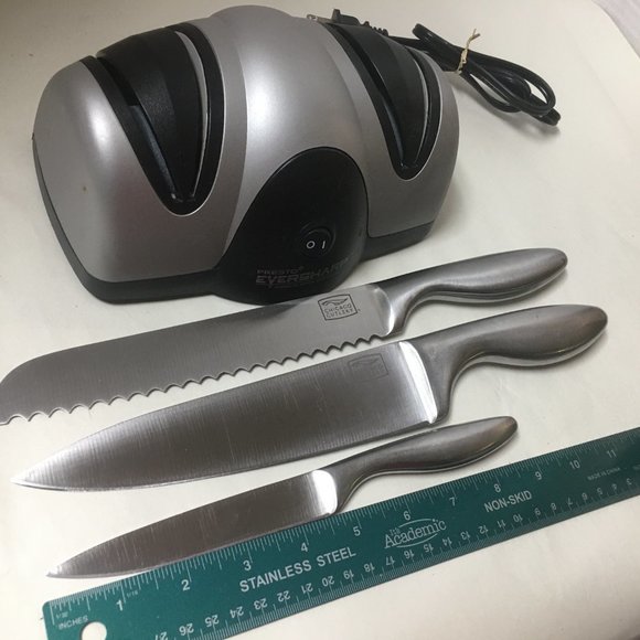 Presto Eversharp electric sharpener & 3 Chicago Cutlery chef knives - Picture 6 of 7